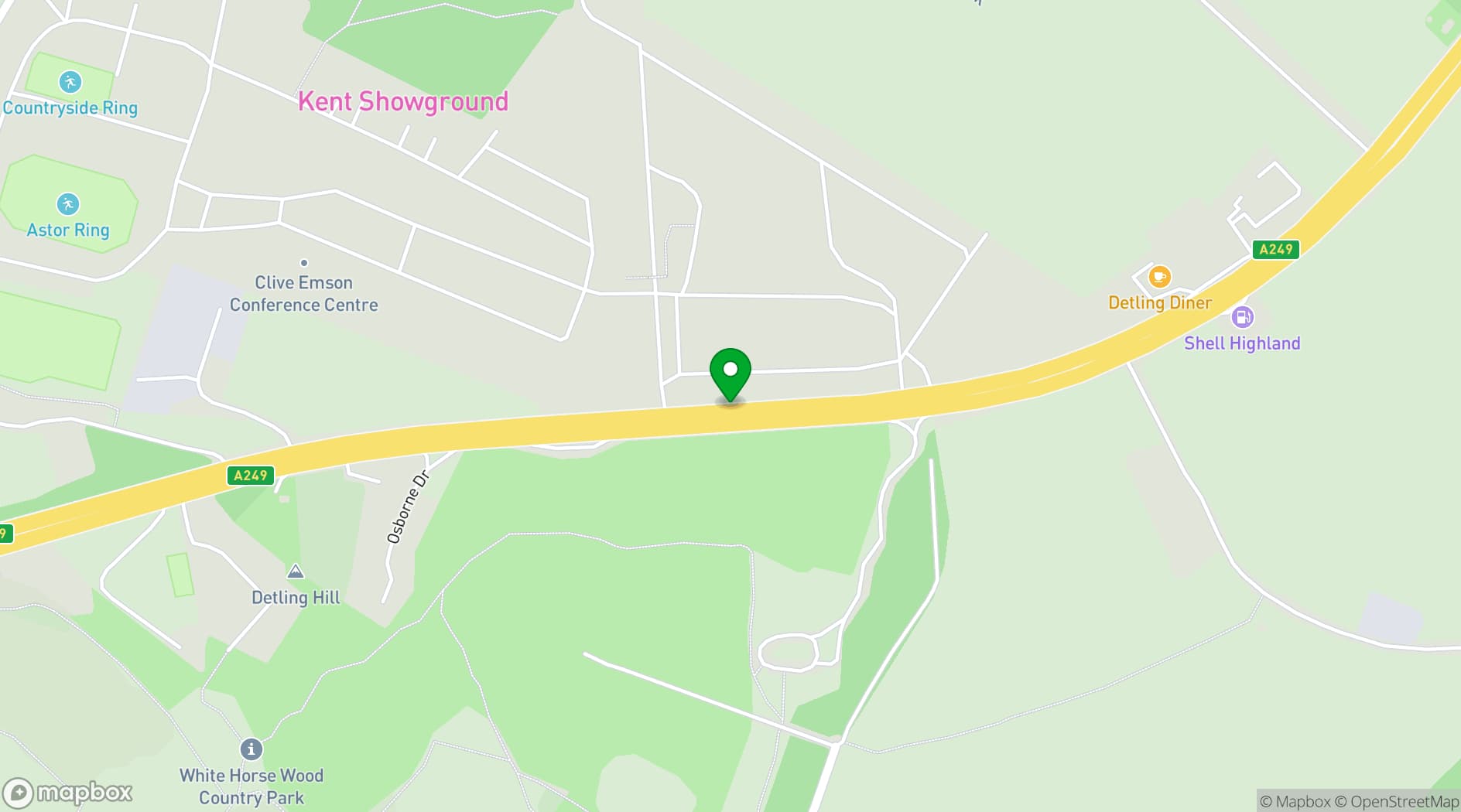 Map showing Kent Event Centre