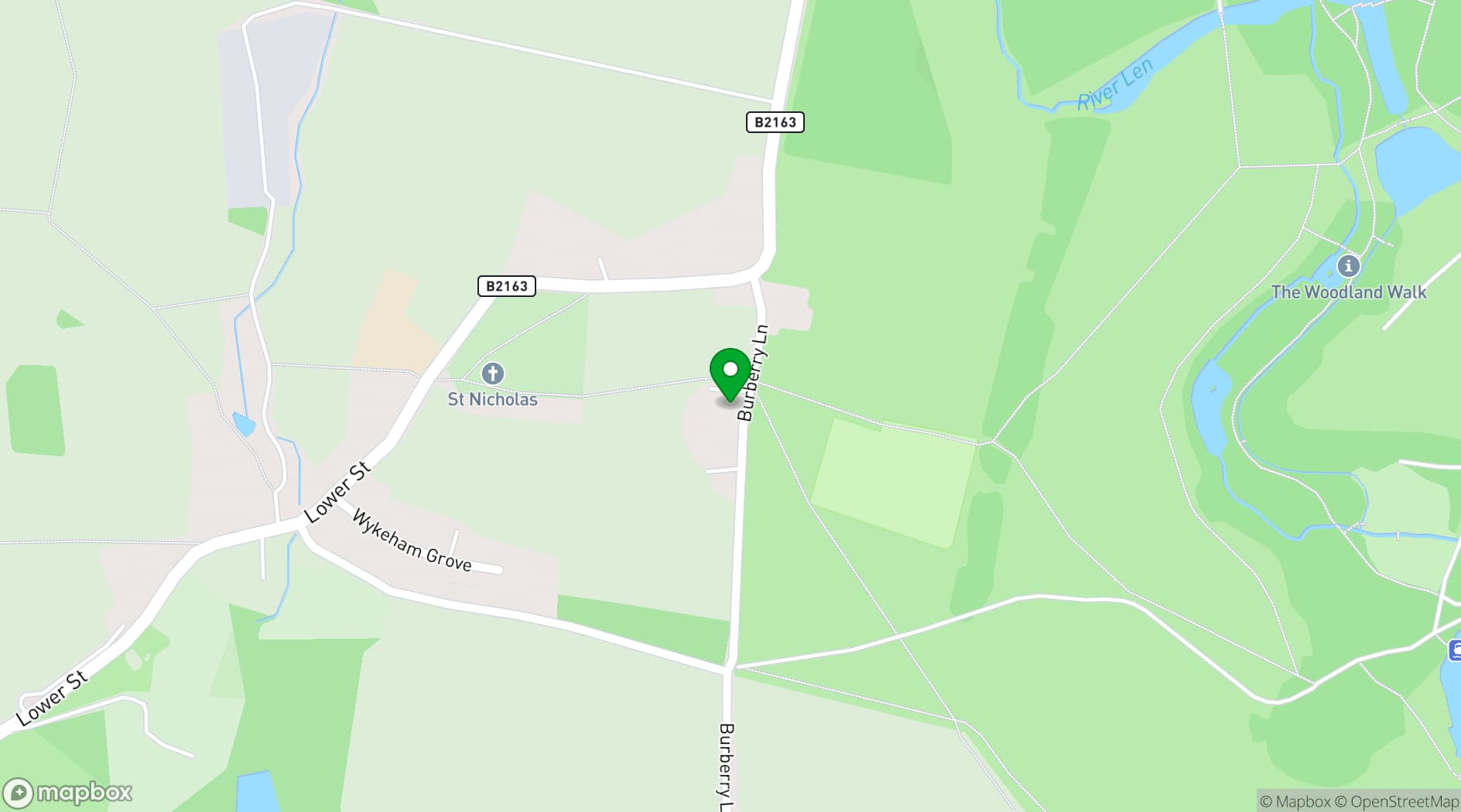 Map showing Battel Hall & The Oast