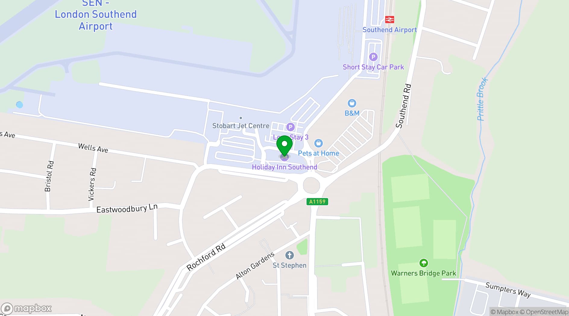 Map showing Holiday Inn Southend