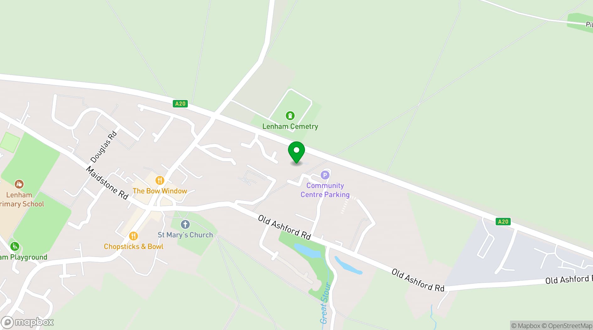 Map showing Lenham Hall