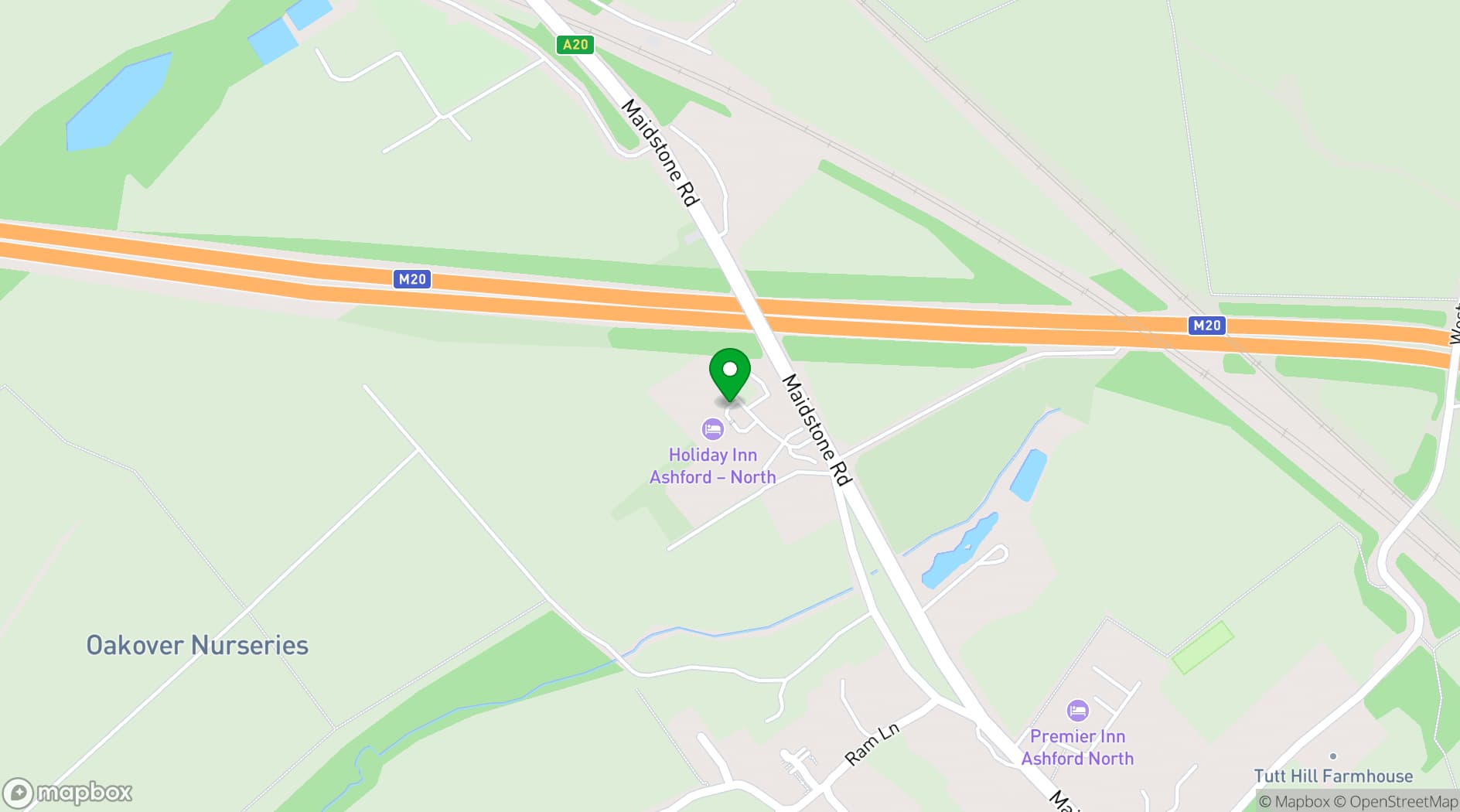 Map showing Holiday Inn Ashford North A20