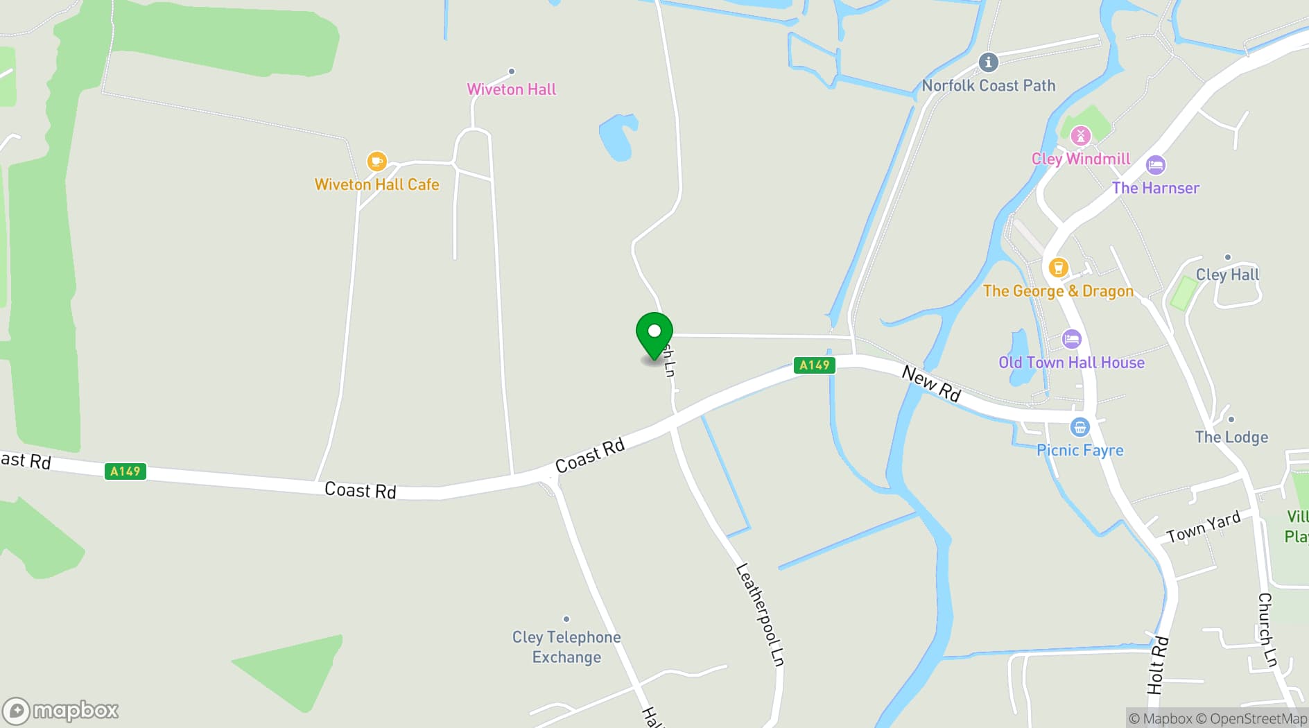 Map showing Norfolk Tea Co. Café