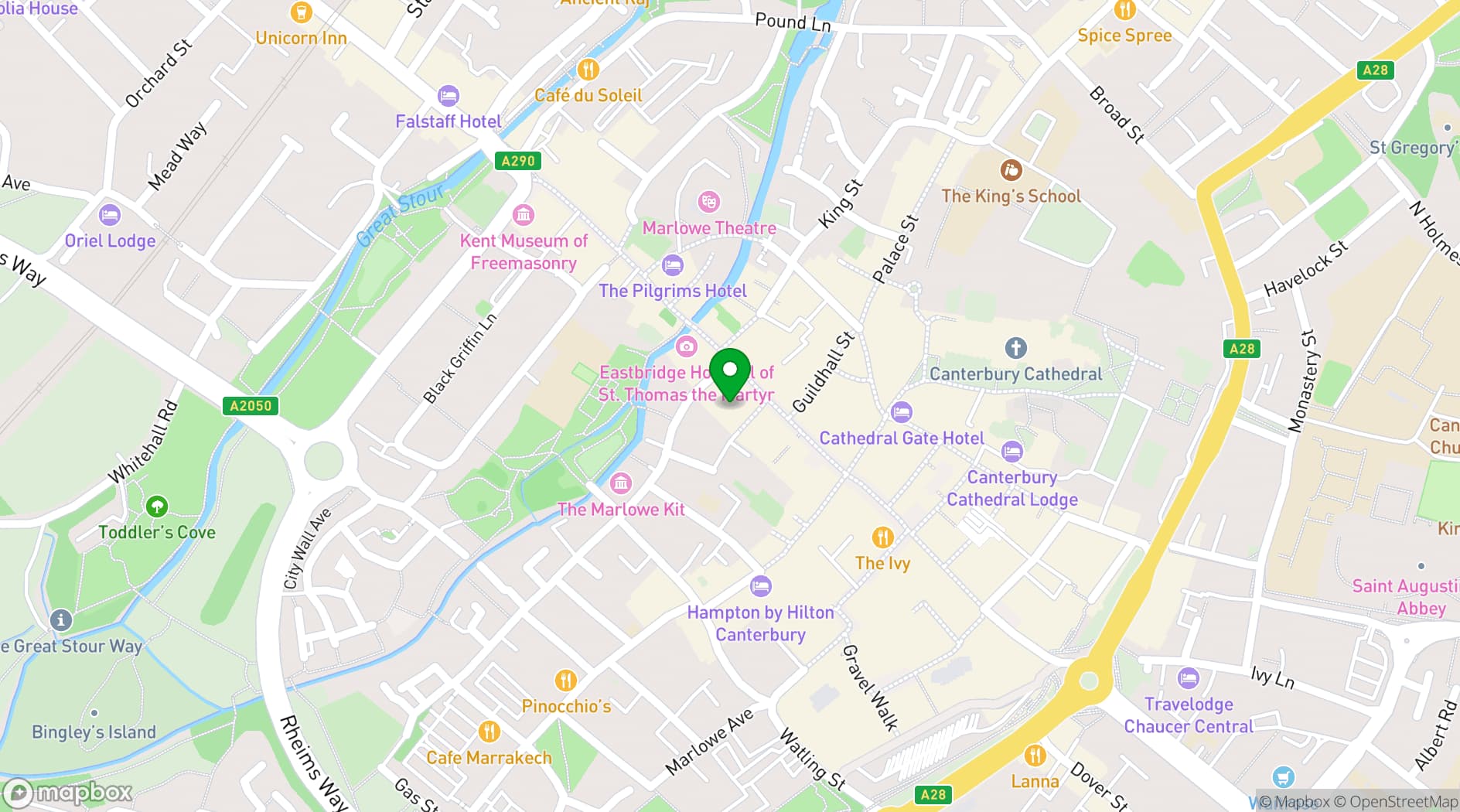 Map showing Boom Battle Bar Canterbury