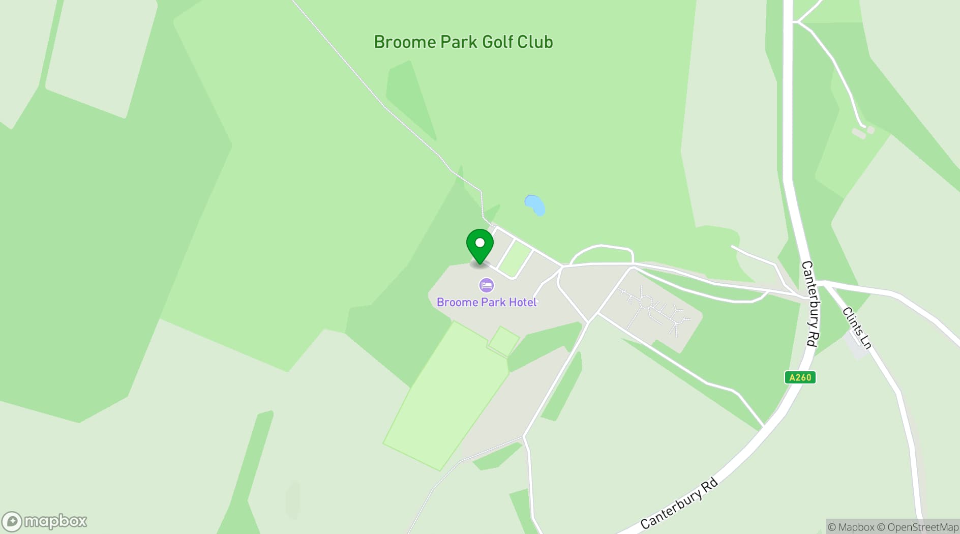 Map showing Broome Park Hotel