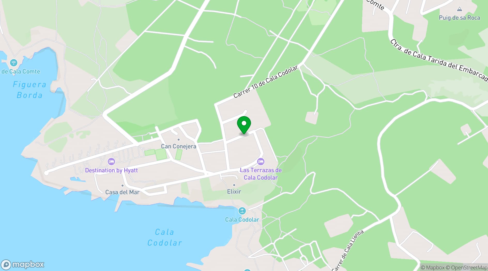 Map showing 7Pines Resort Ibiza