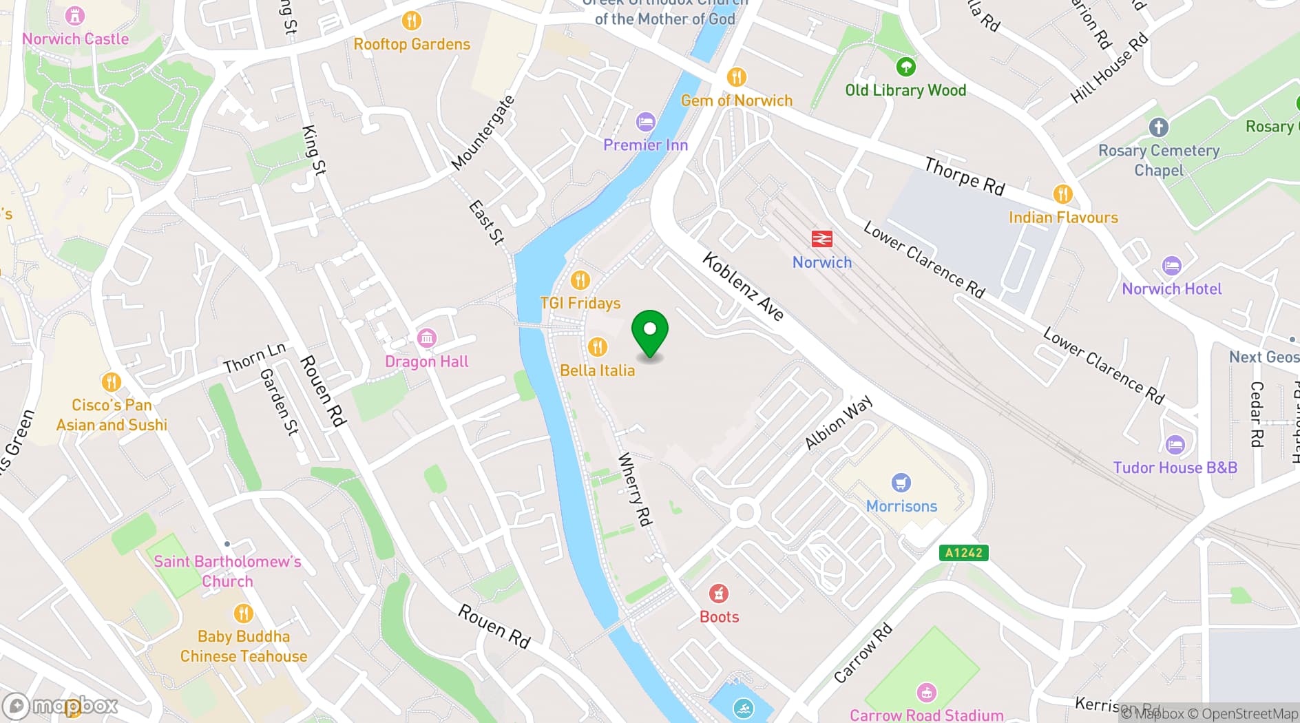 Map showing ODEON LUXE Norwich