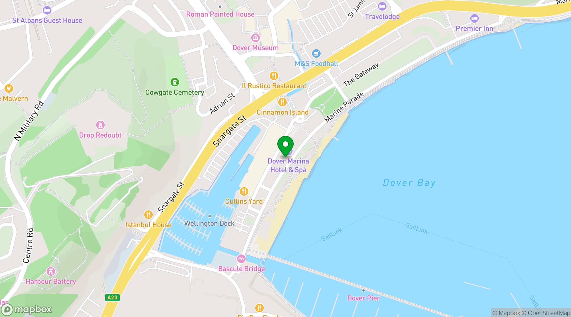 Map showing Dover Marina Hotel & Spa, Tapestry Collection by Hilton