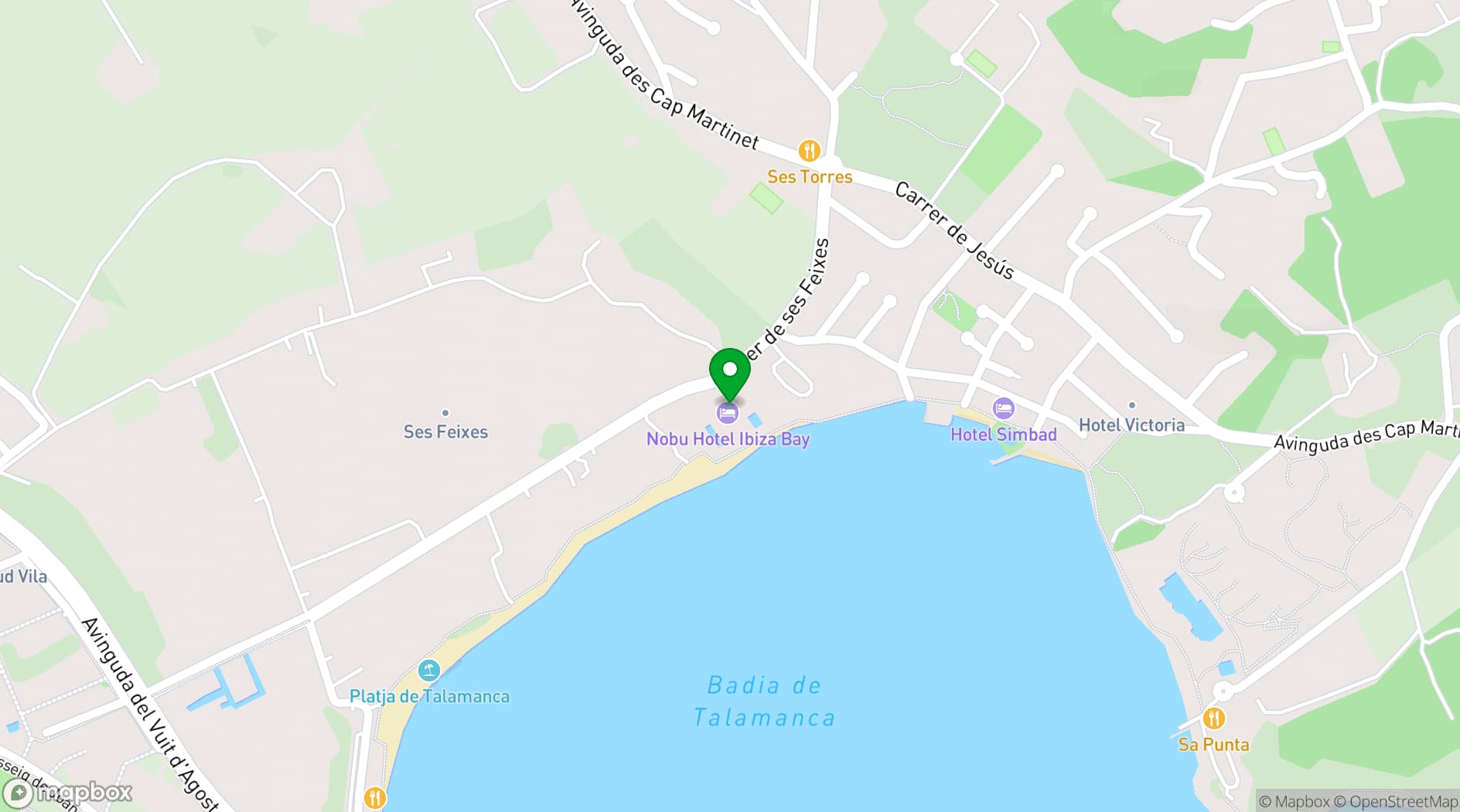 Map showing Nobu Hotel Ibiza Bay
