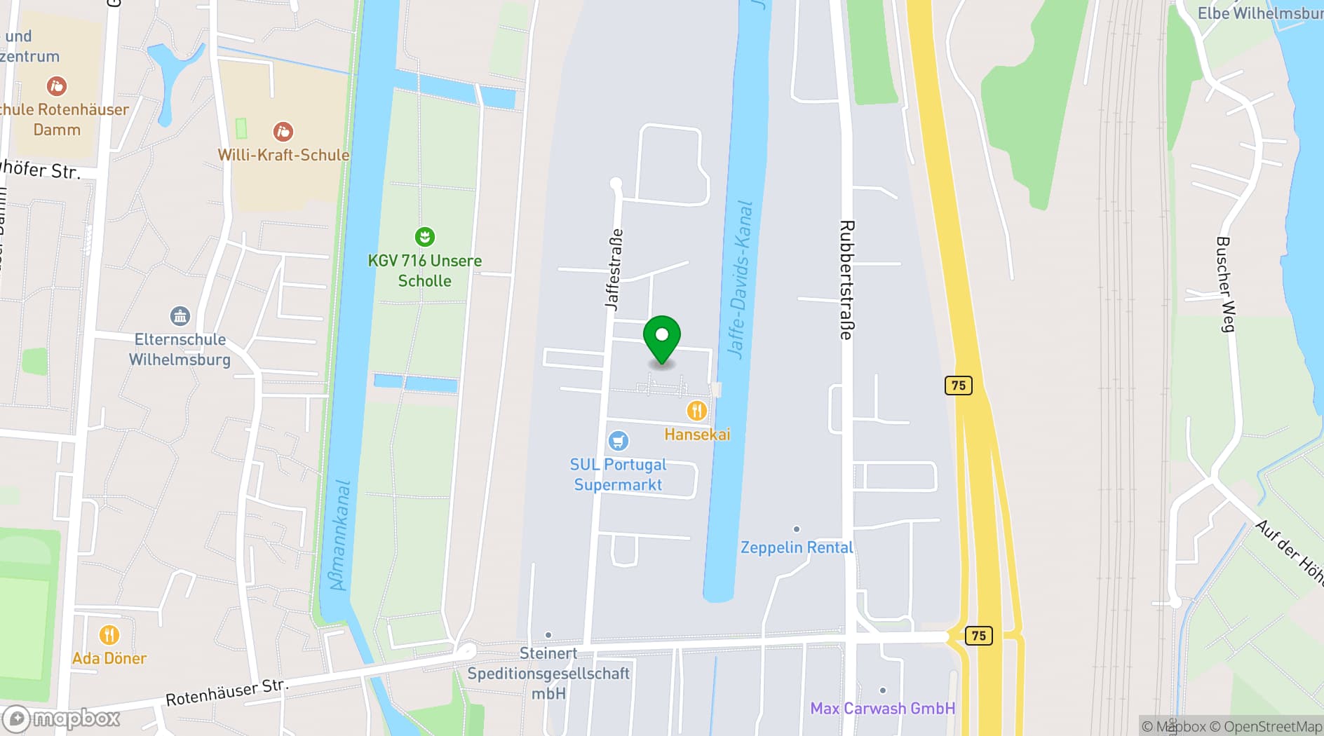 Map showing Restaurant Hansekai - Event- und Hochzeitslocation Hamburg