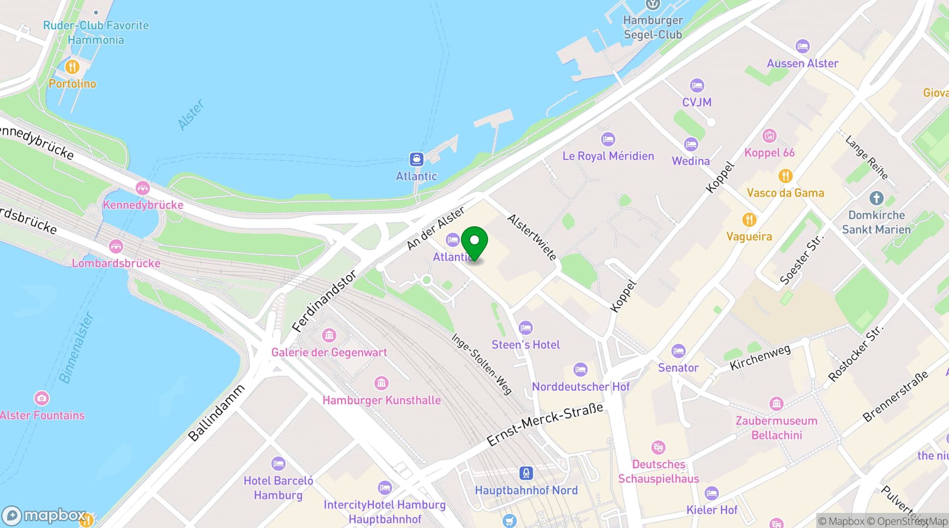 Map showing Hotel Atlantic Hamburg