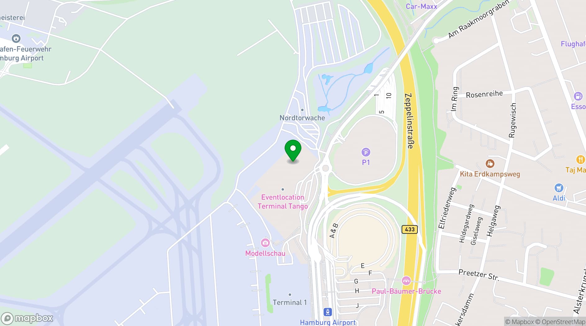 Map showing Hamburg Airport Conference and Event Facilities