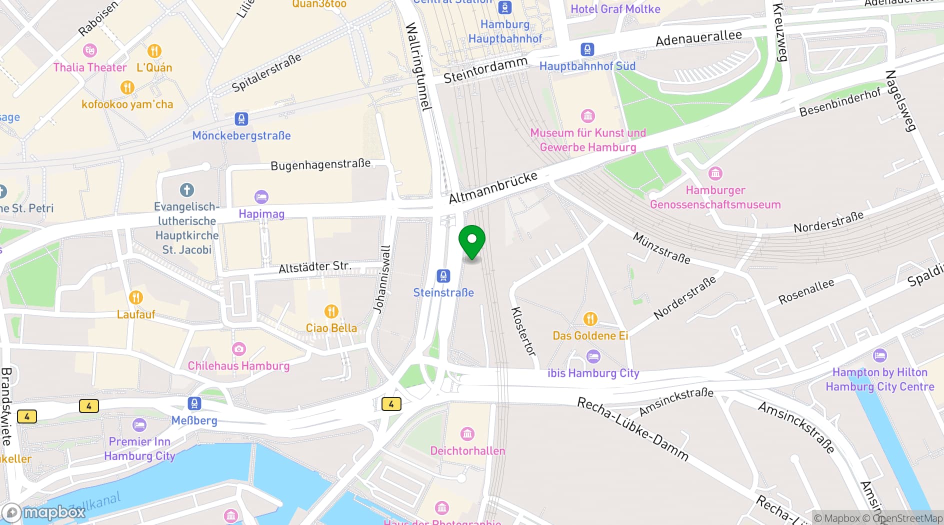 Map showing Markthalle Hamburg