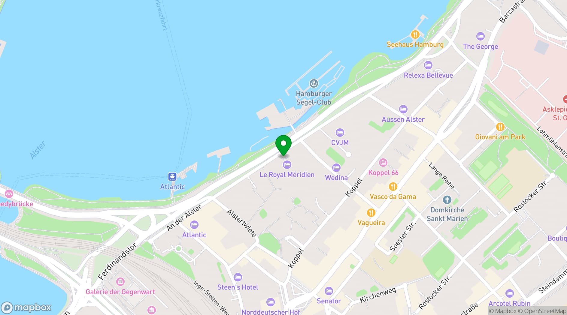 Map showing HERITAGE Restaurant Hamburg