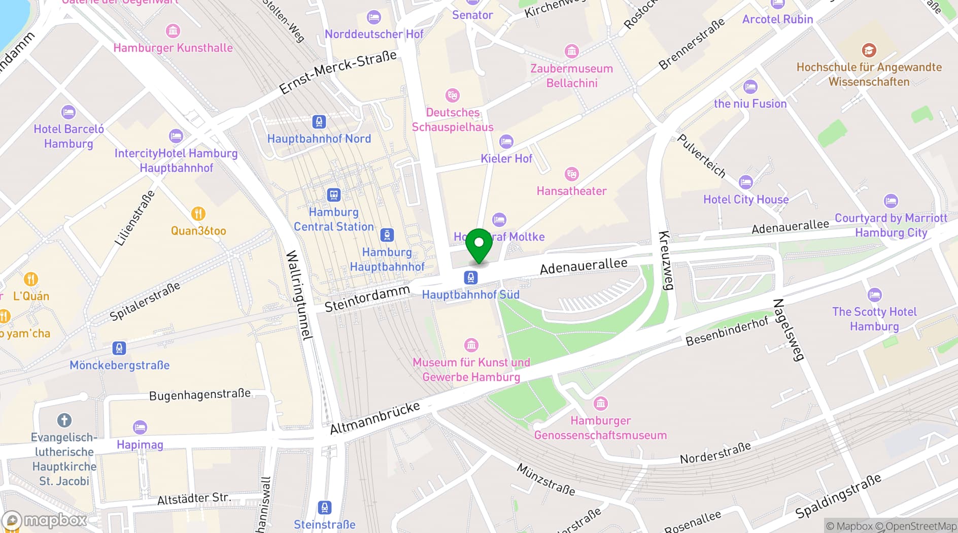 Map showing Museum für Kunst und Gewerbe Hamburg
