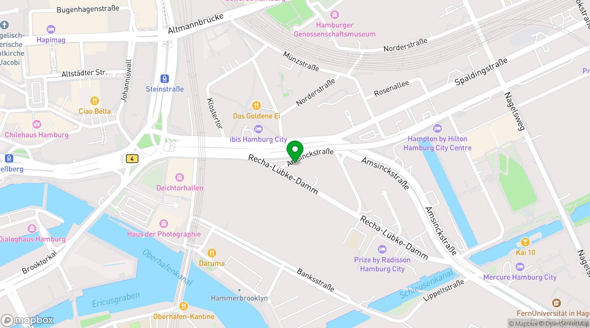 Map showing a&o Hamburg Hauptbahnhof