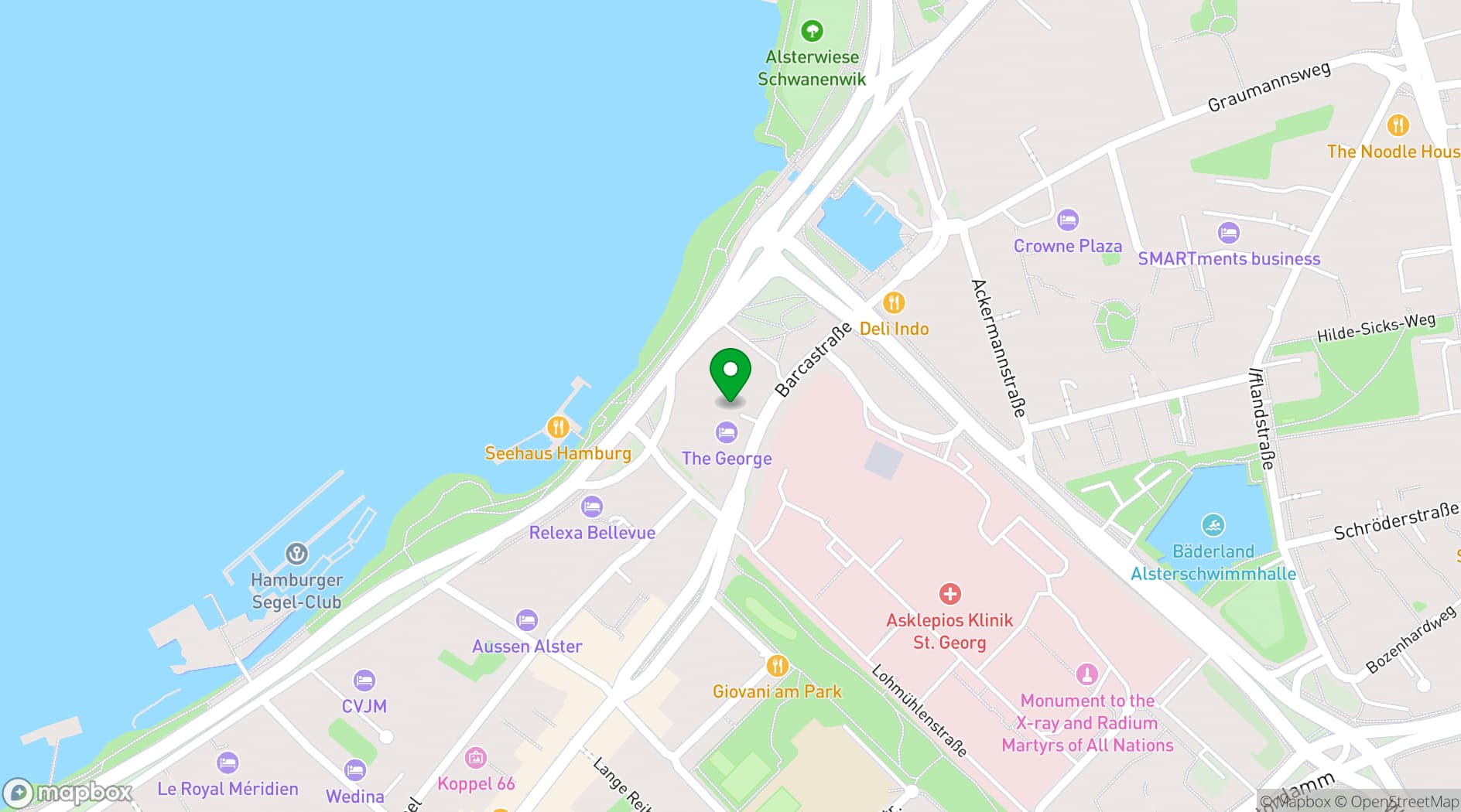 Map showing The George Hotel Hamburg