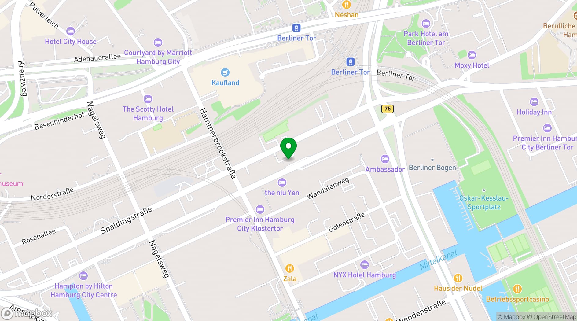 Map showing a&o Hamburg City
