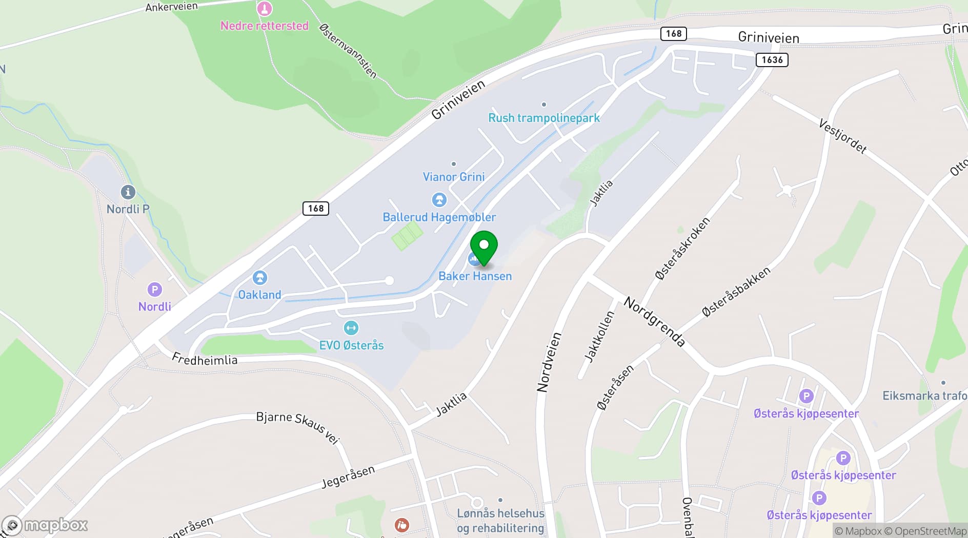 Map showing Baker Hansen Catering