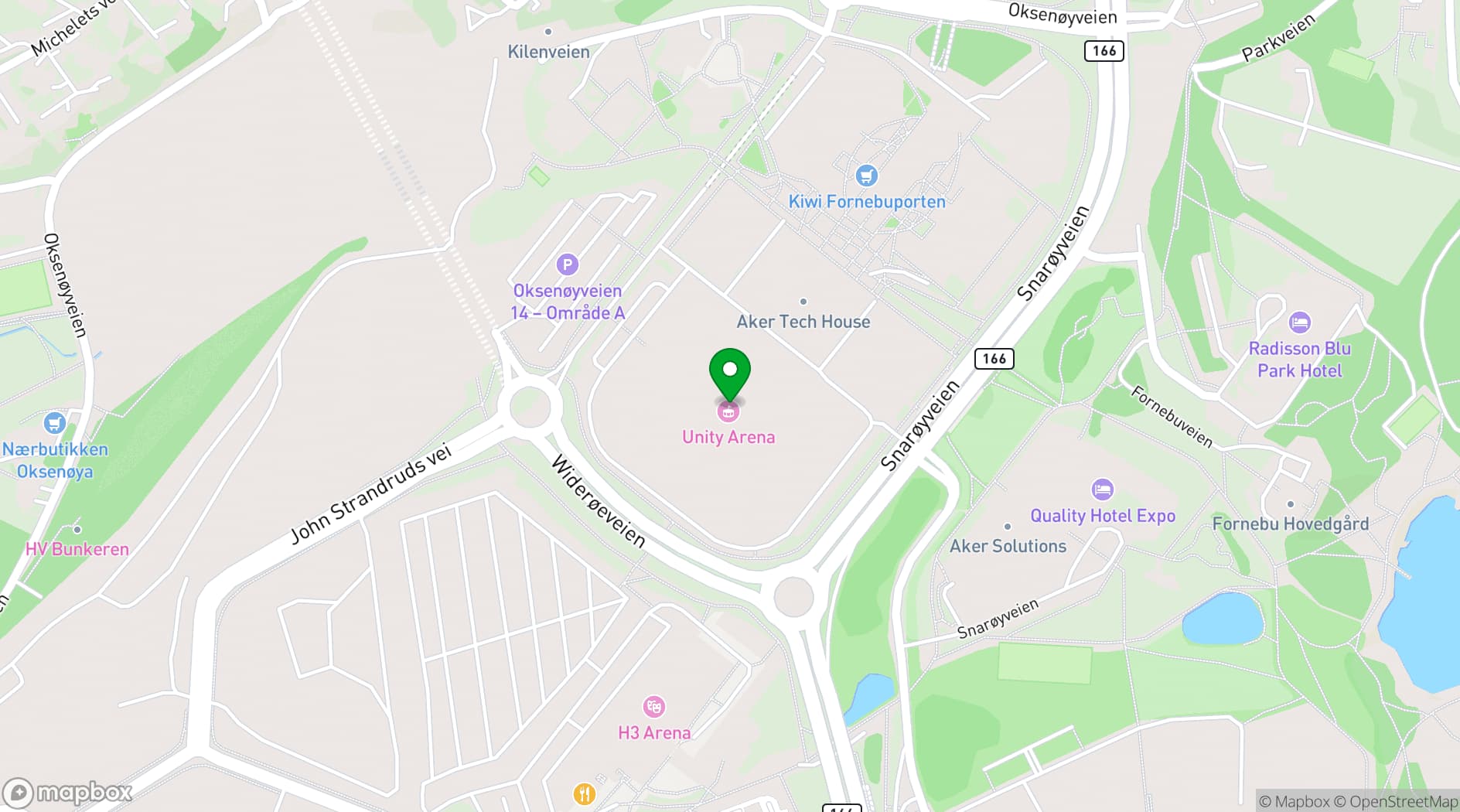 Map showing Unity Arena