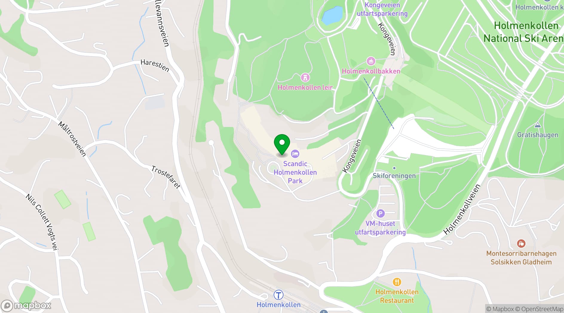Map showing Scandic Holmenkollen Park