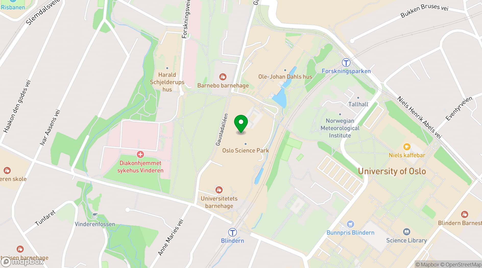 Map showing Forskningsparken