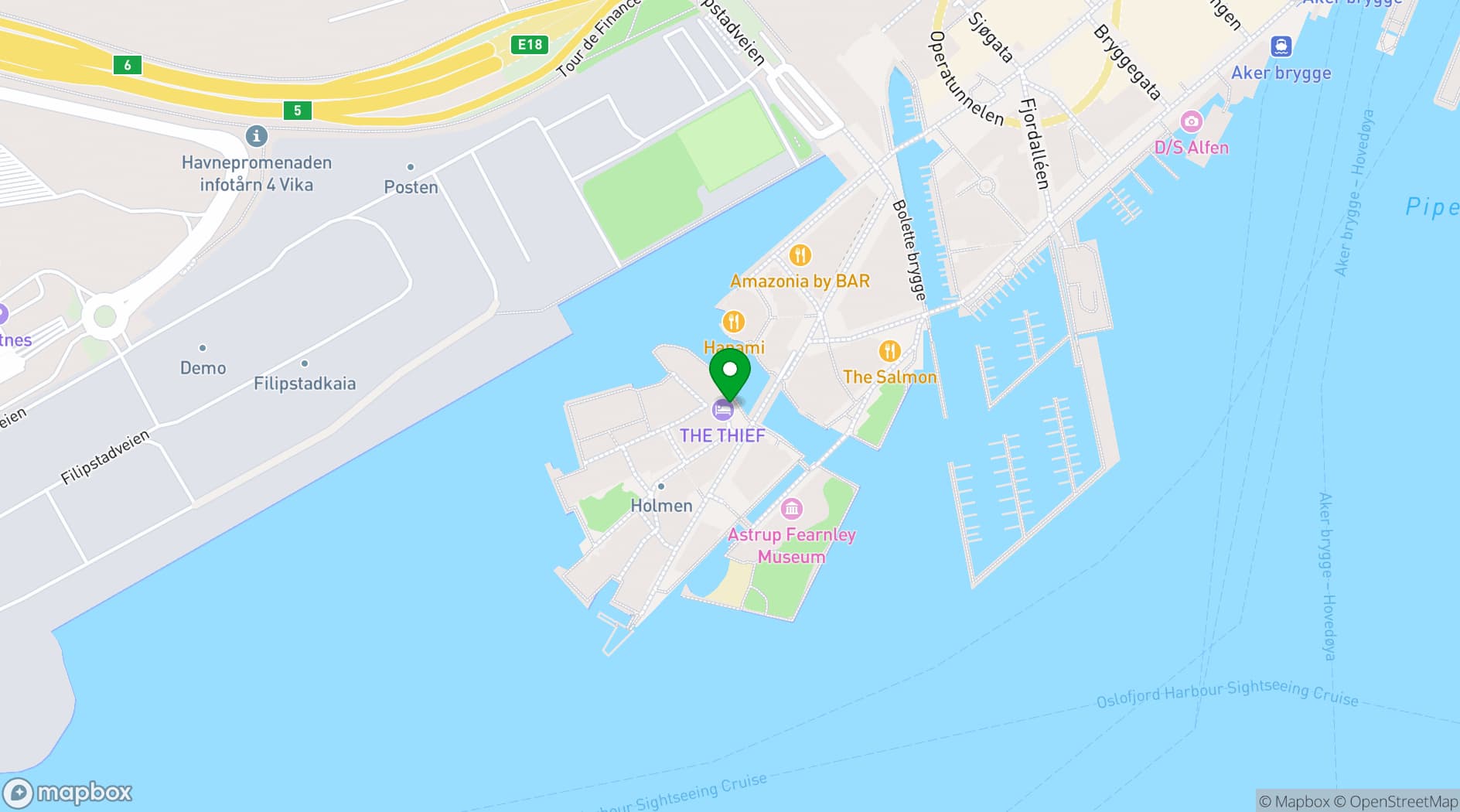 Map showing THE THIEF