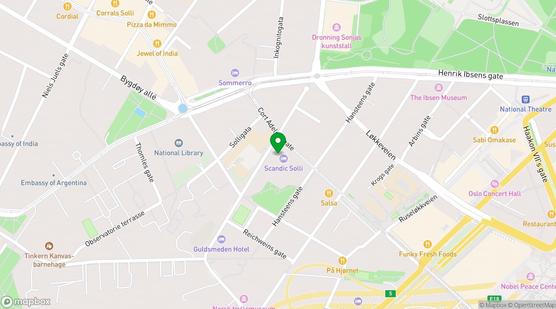 Map showing Scandic Solli