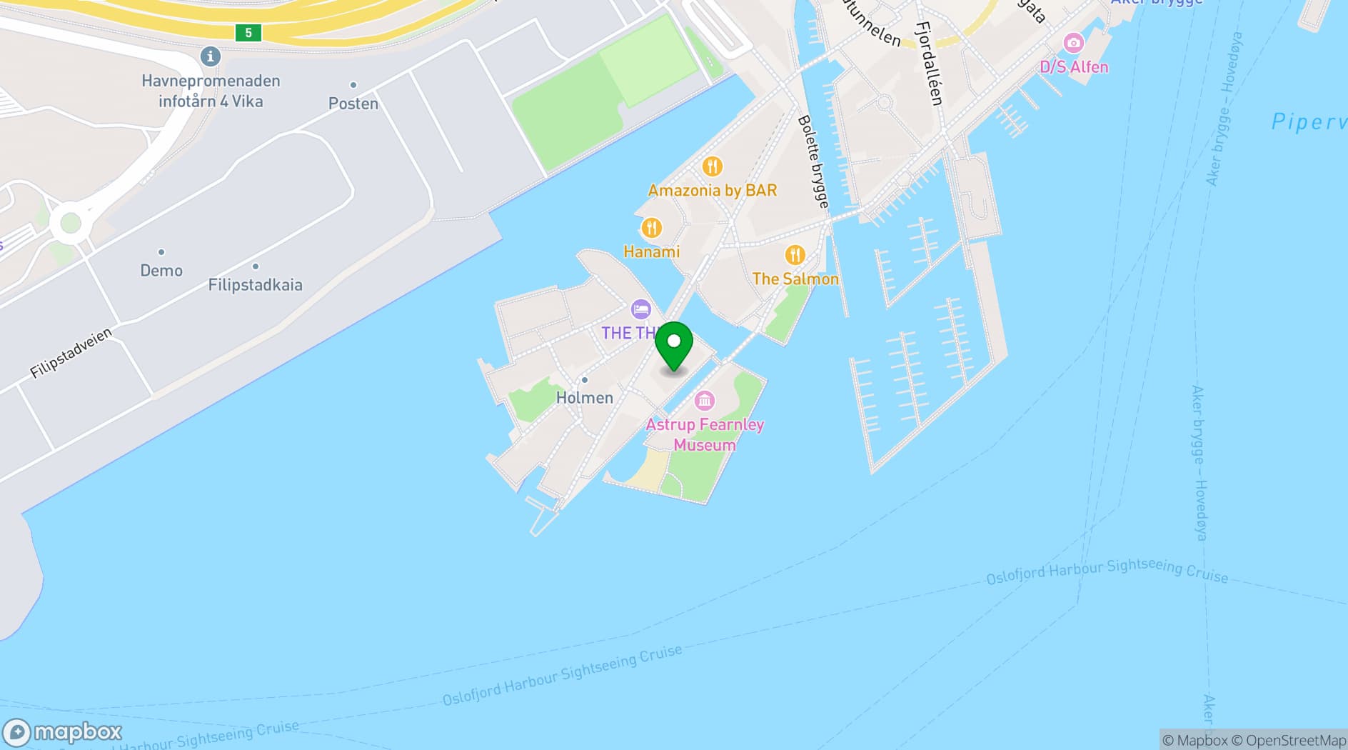 Map showing Astrup Fearnley Museet