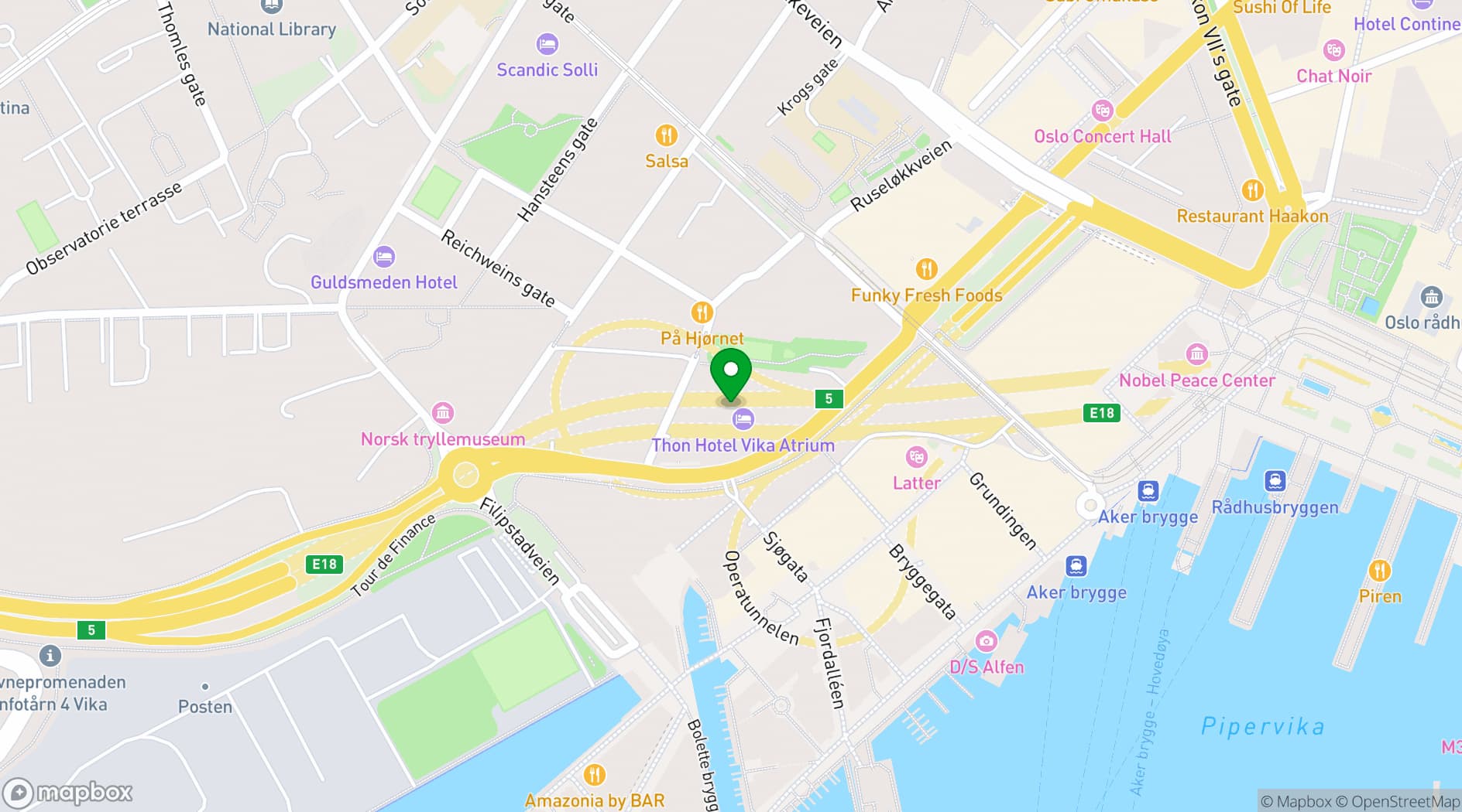 Map showing Thon Hotel Vika Atrium