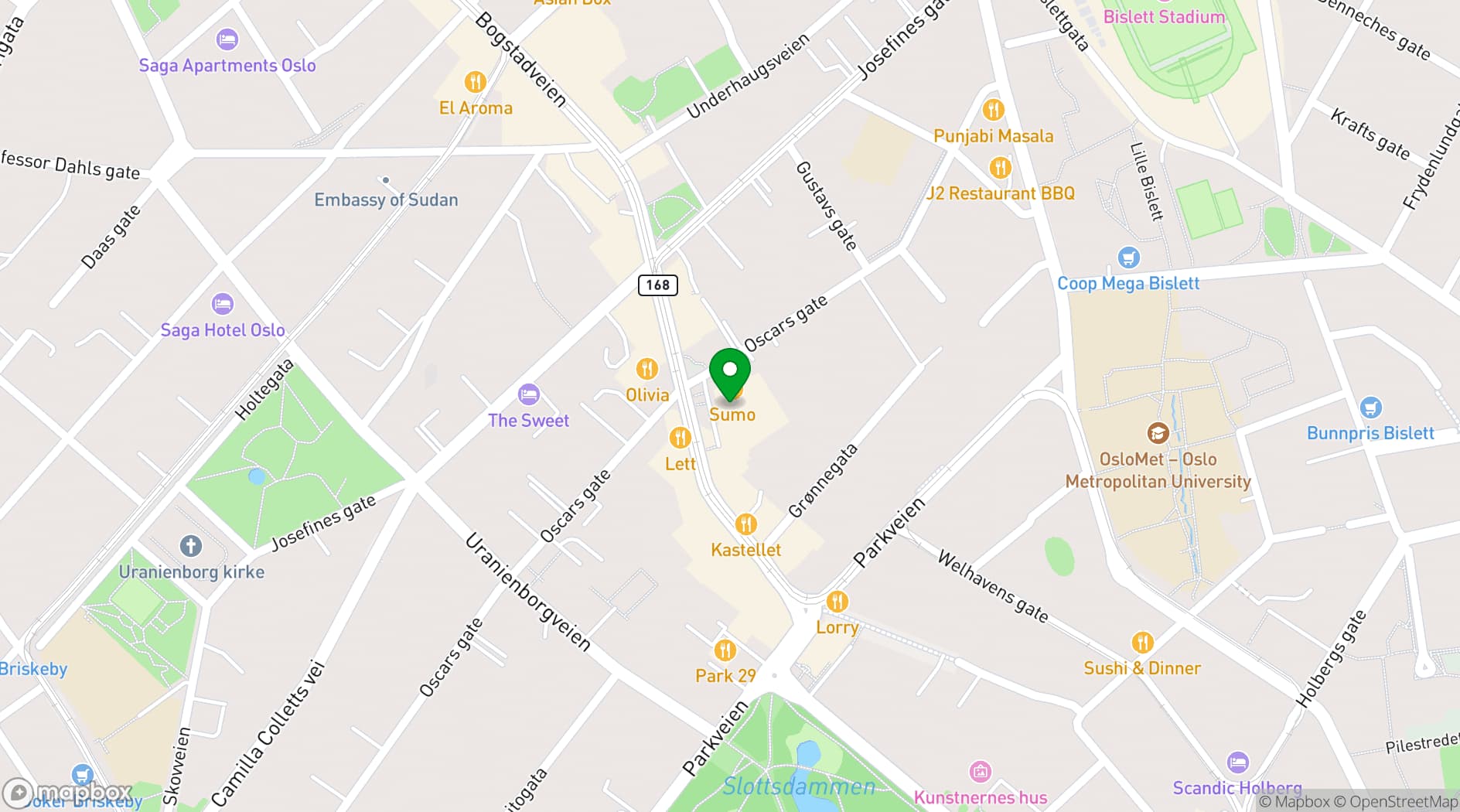 Map showing Sumo Restaurant