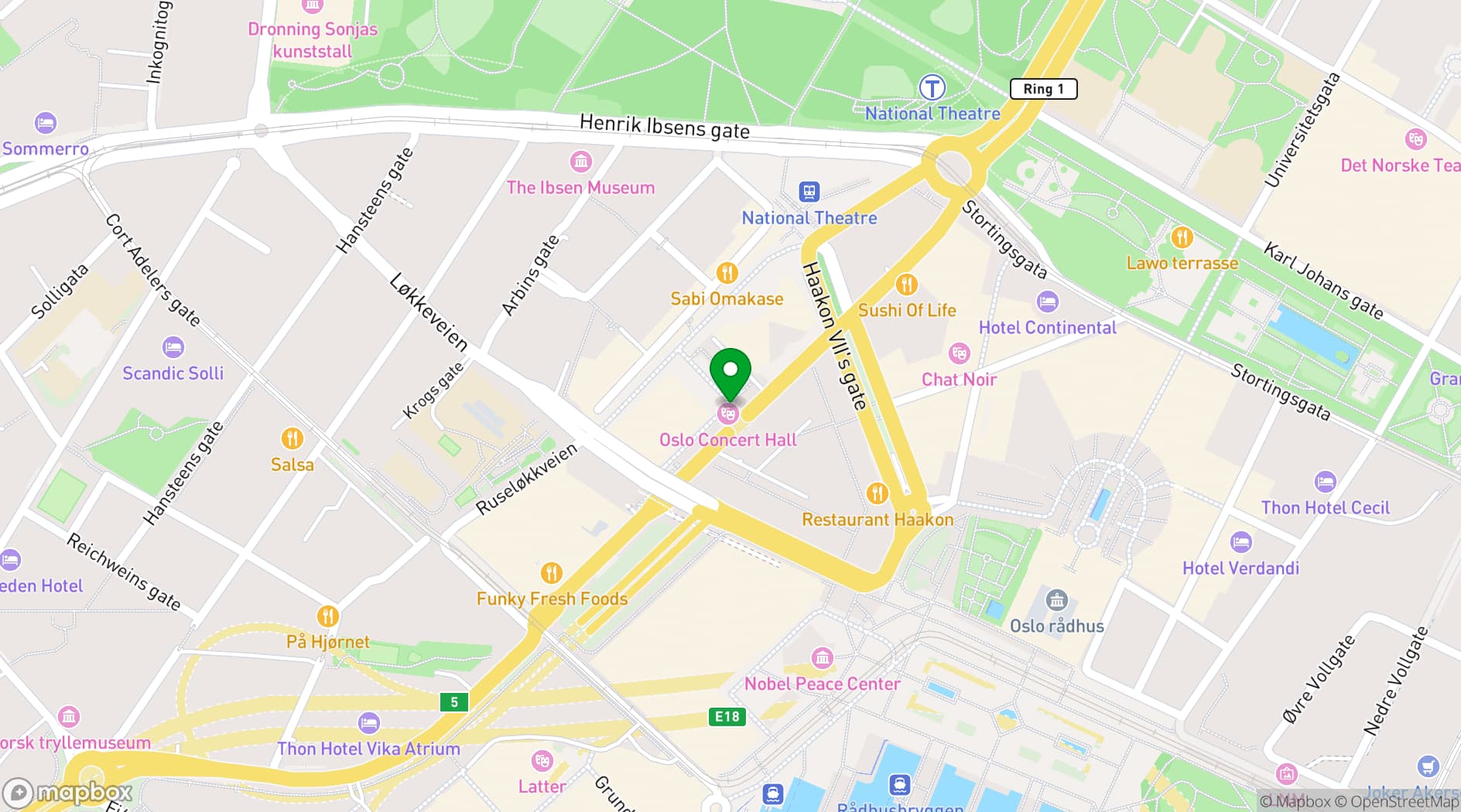 Map showing Oslo Konserthus