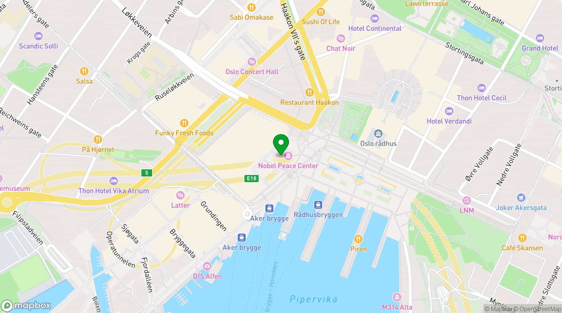 Map showing Nobel Peace Center