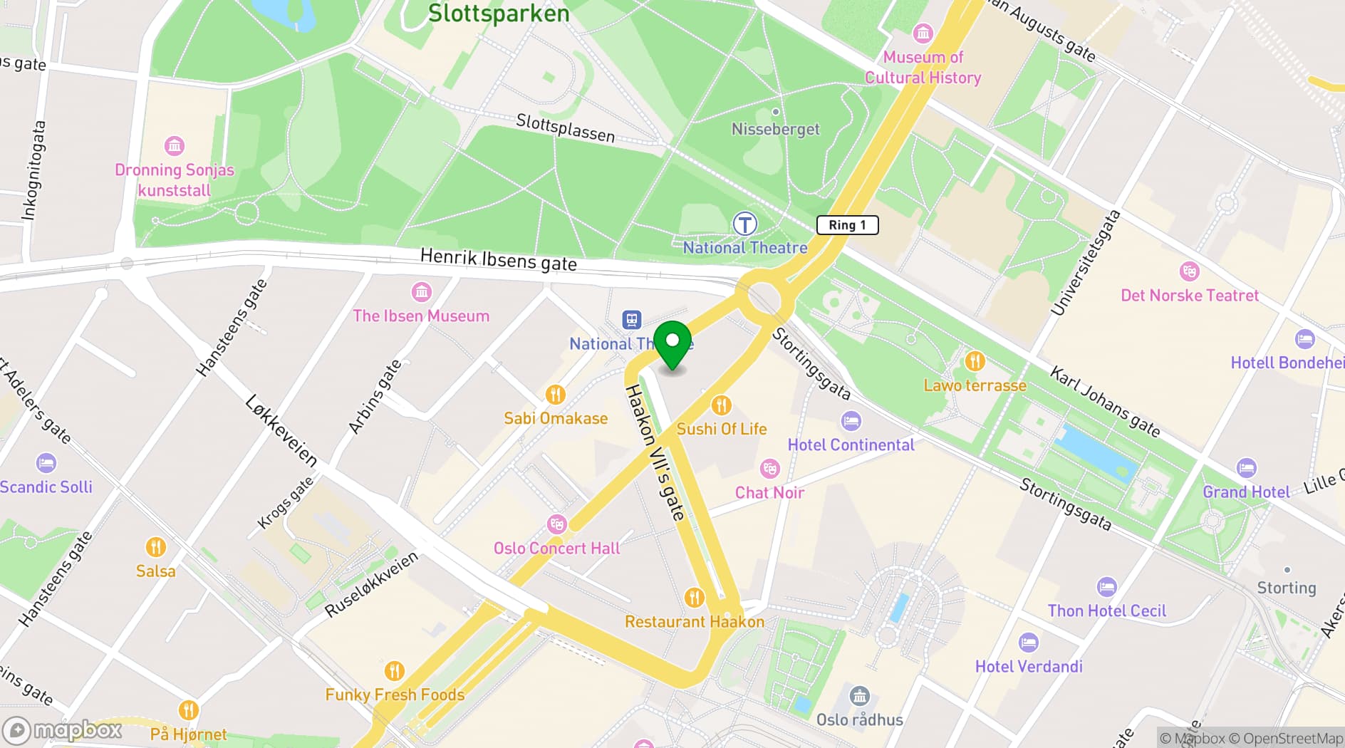 Map showing Nationaltheatret Konferansesenter