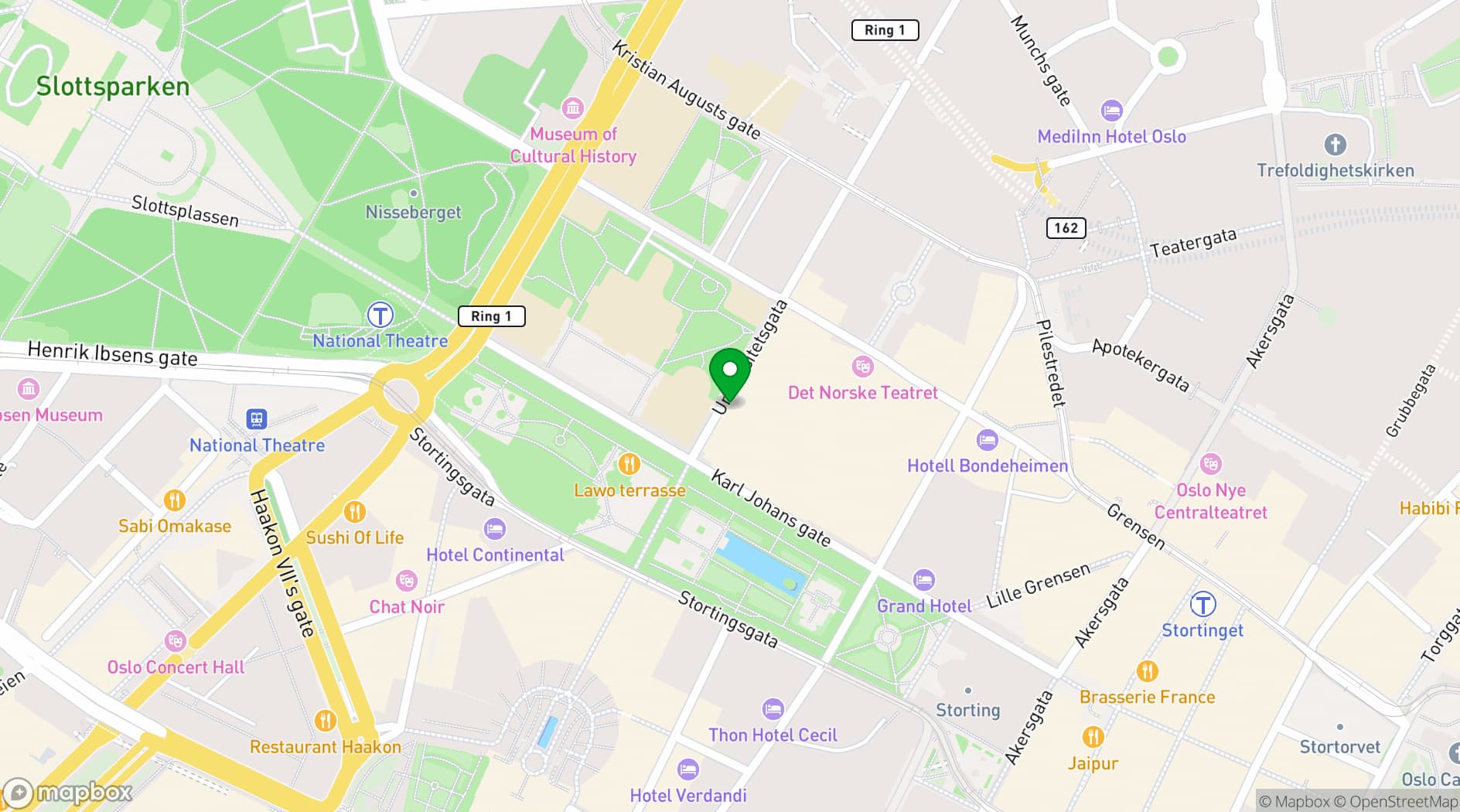 Map showing Thon Conference Universitetsgaten