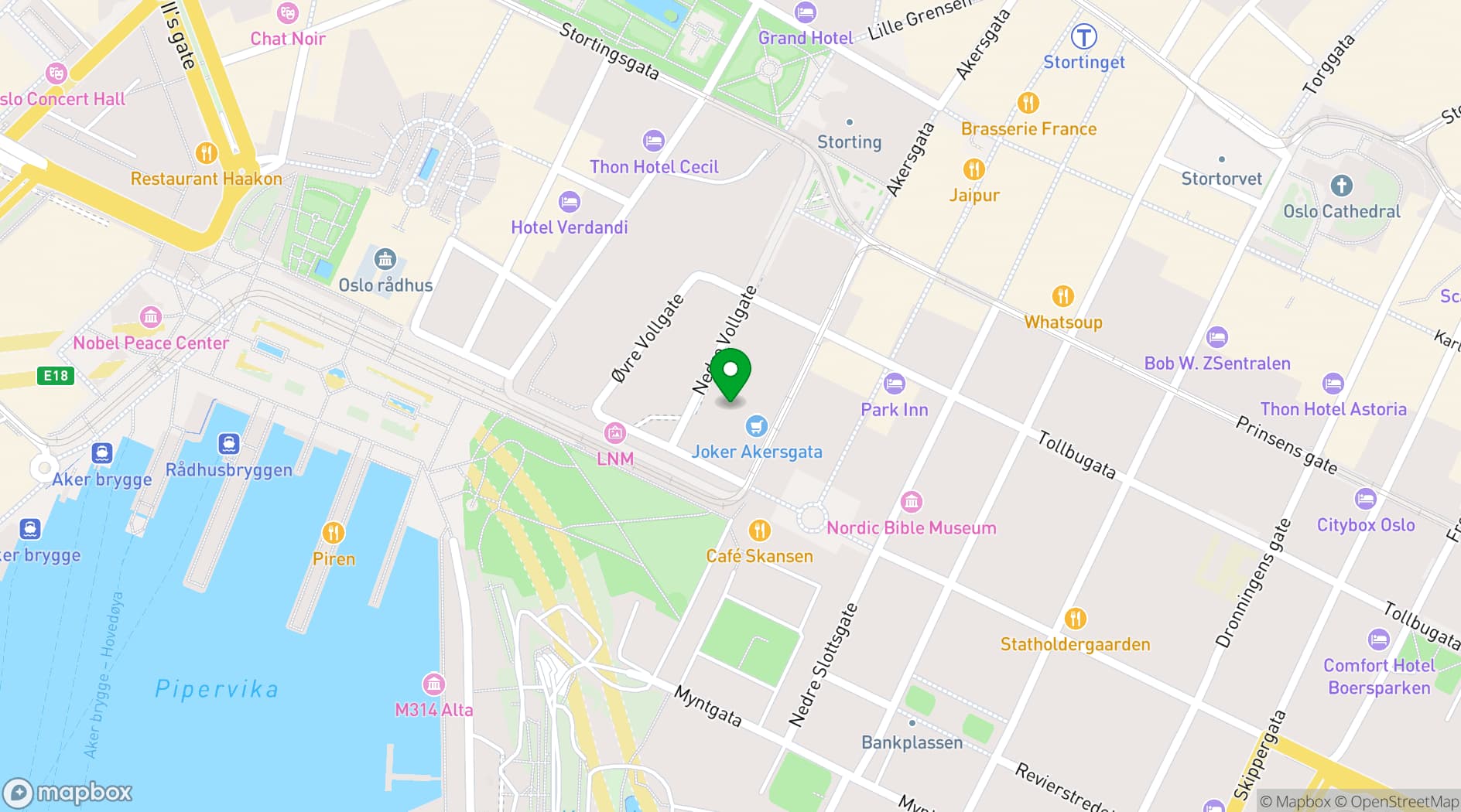 Map showing Design og arkitektur Norge (DOGA)