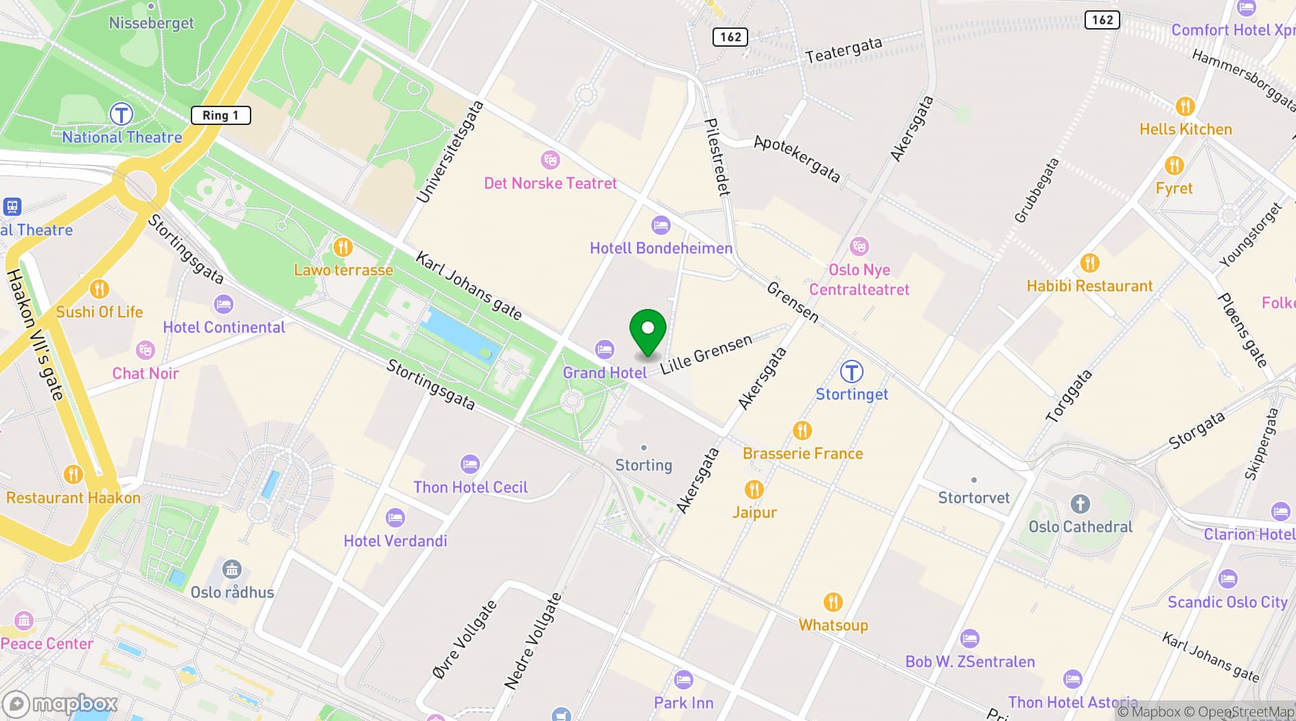 Map showing Olivia Restauranter - Sala Privata