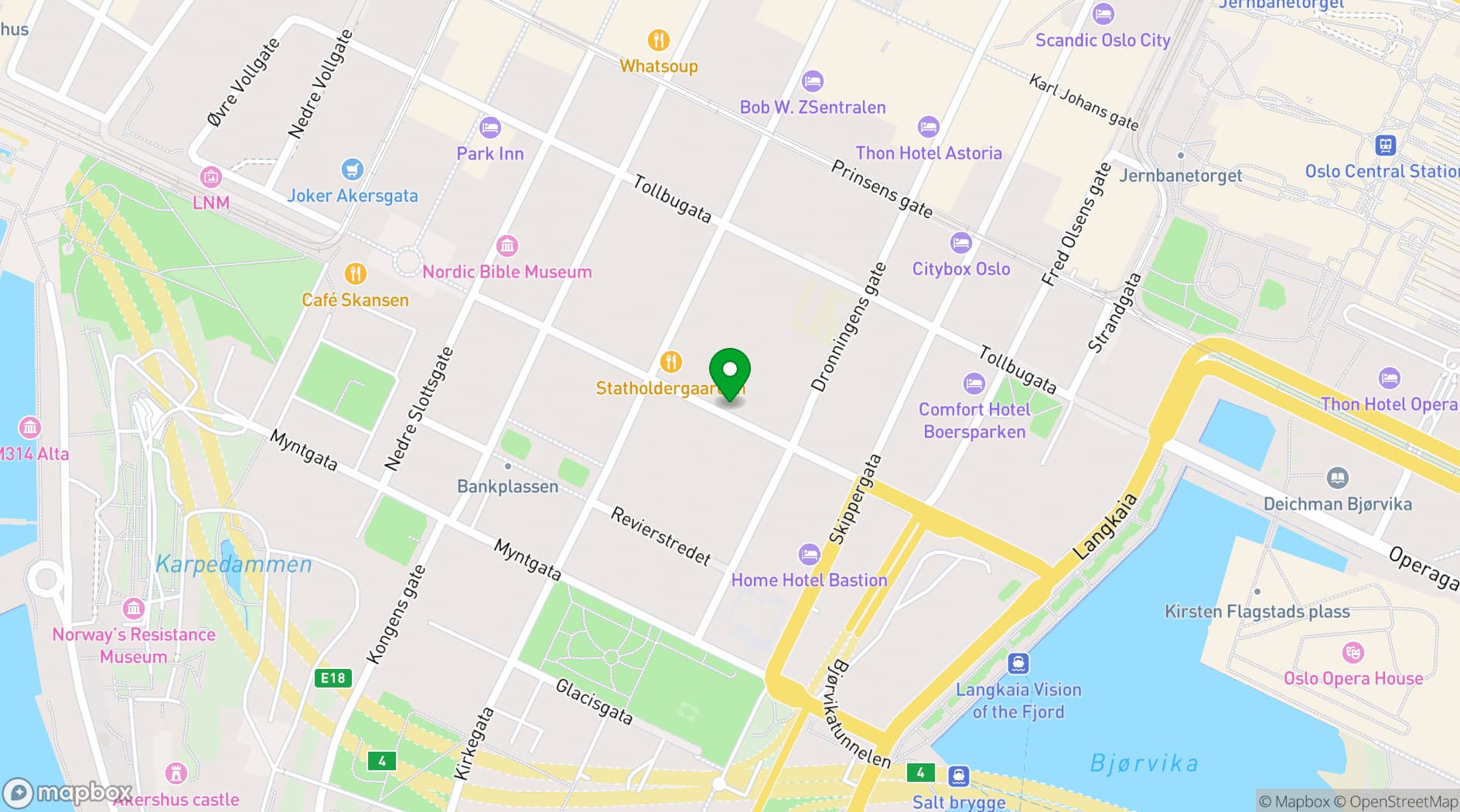Map showing Thon Hotel Panorama