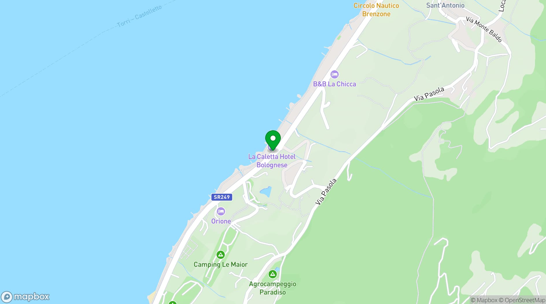 Map showing Hotel Bolognese