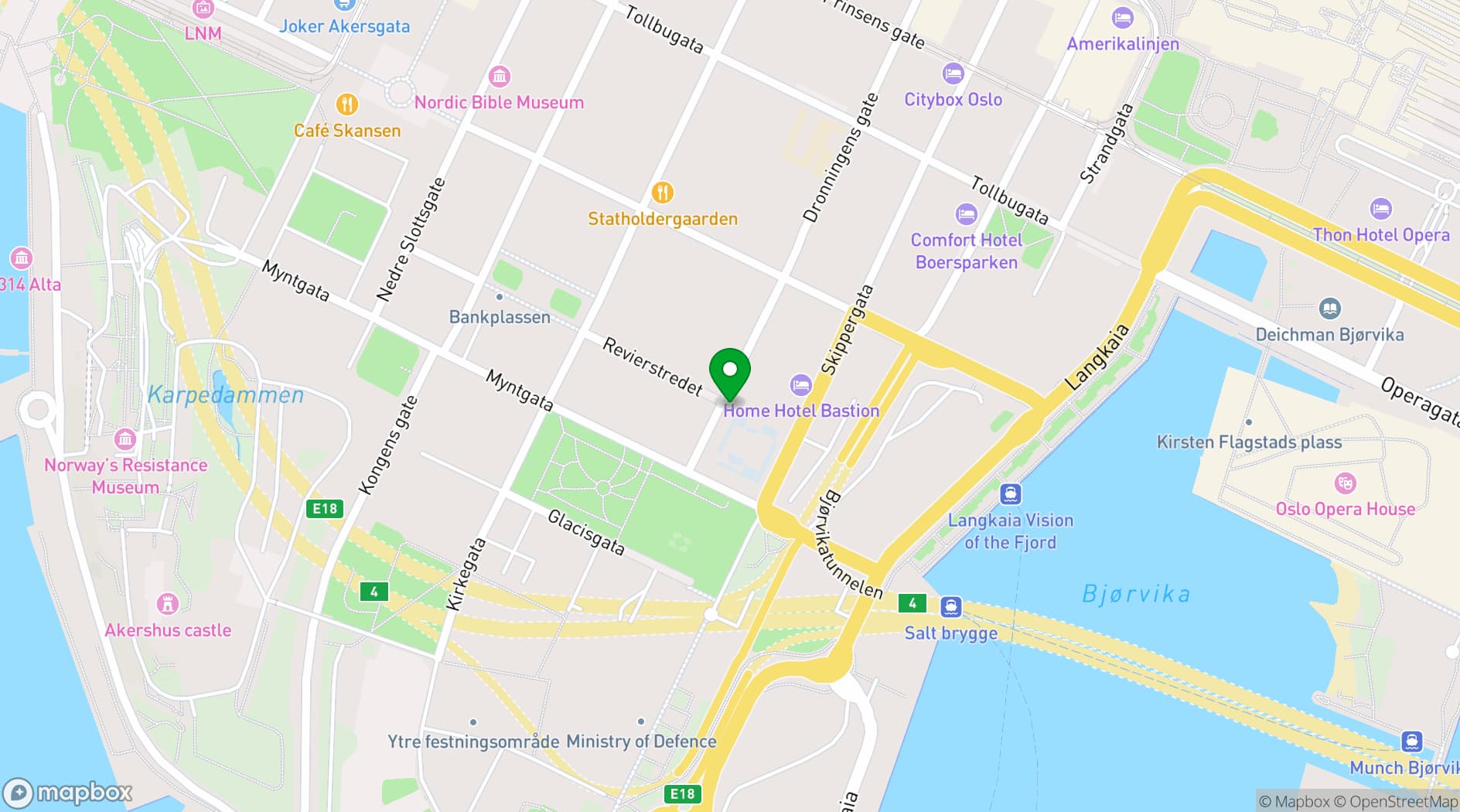 Map showing Oslo Events Hub