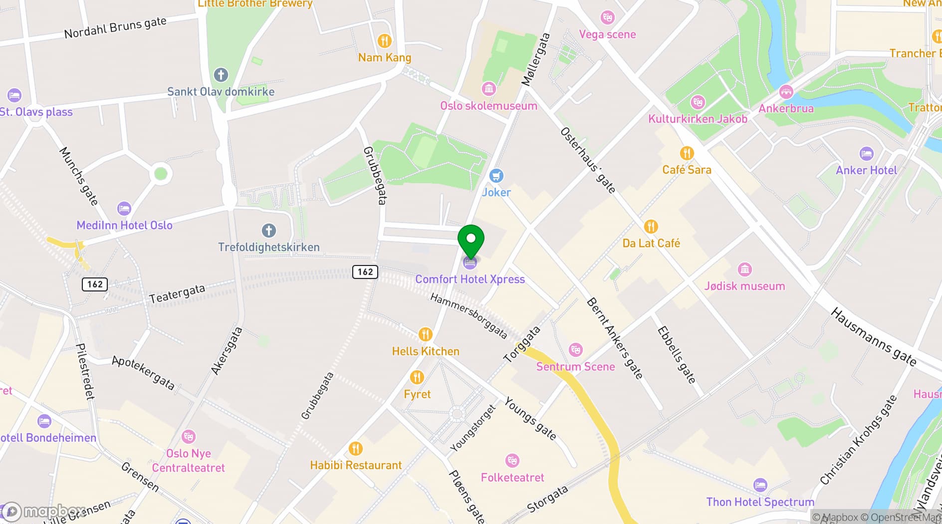 Map showing Comfort Hotel Xpress Youngstorget