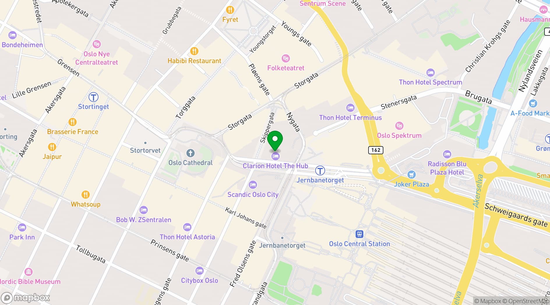 Map showing Clarion Hotel® The Hub