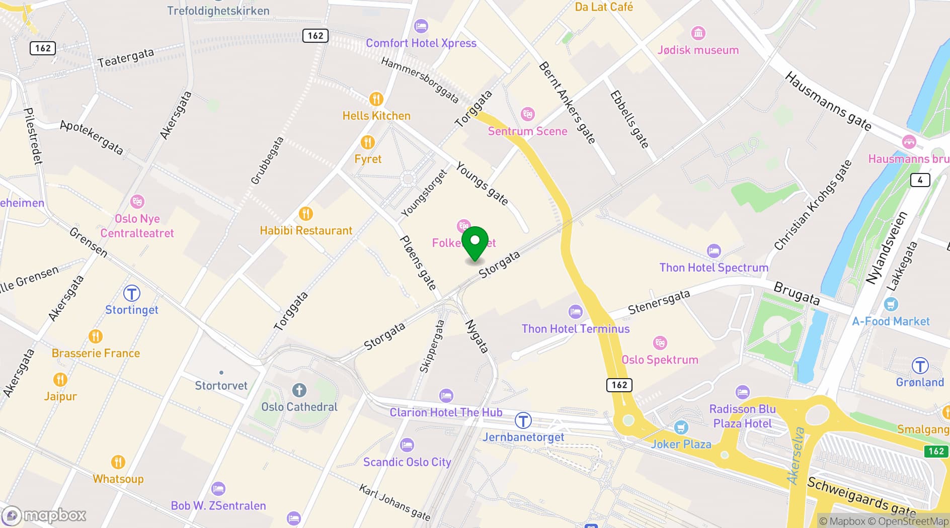 Map showing Folketeateret