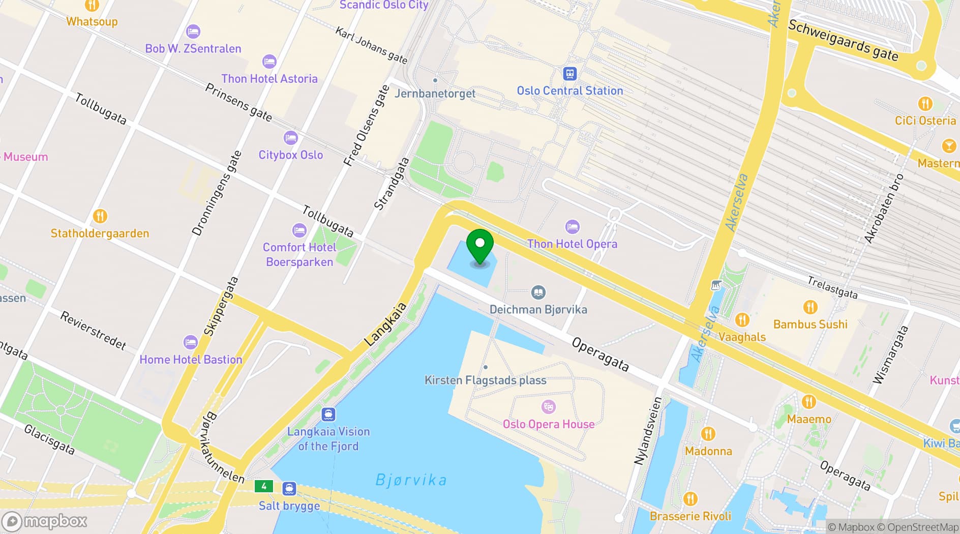 Map showing Deichman Bjørvika