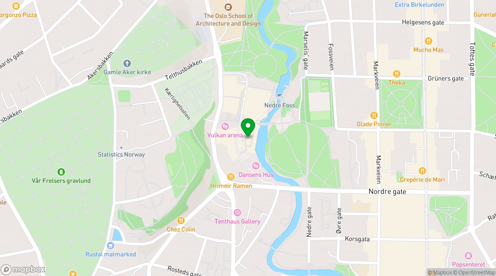 Map showing Mathallen Oslo