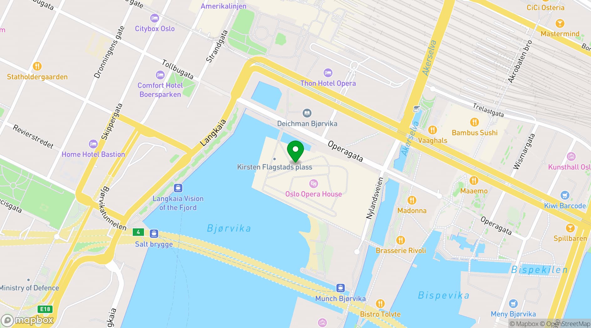 Map showing The Norwegian Opera & Ballet