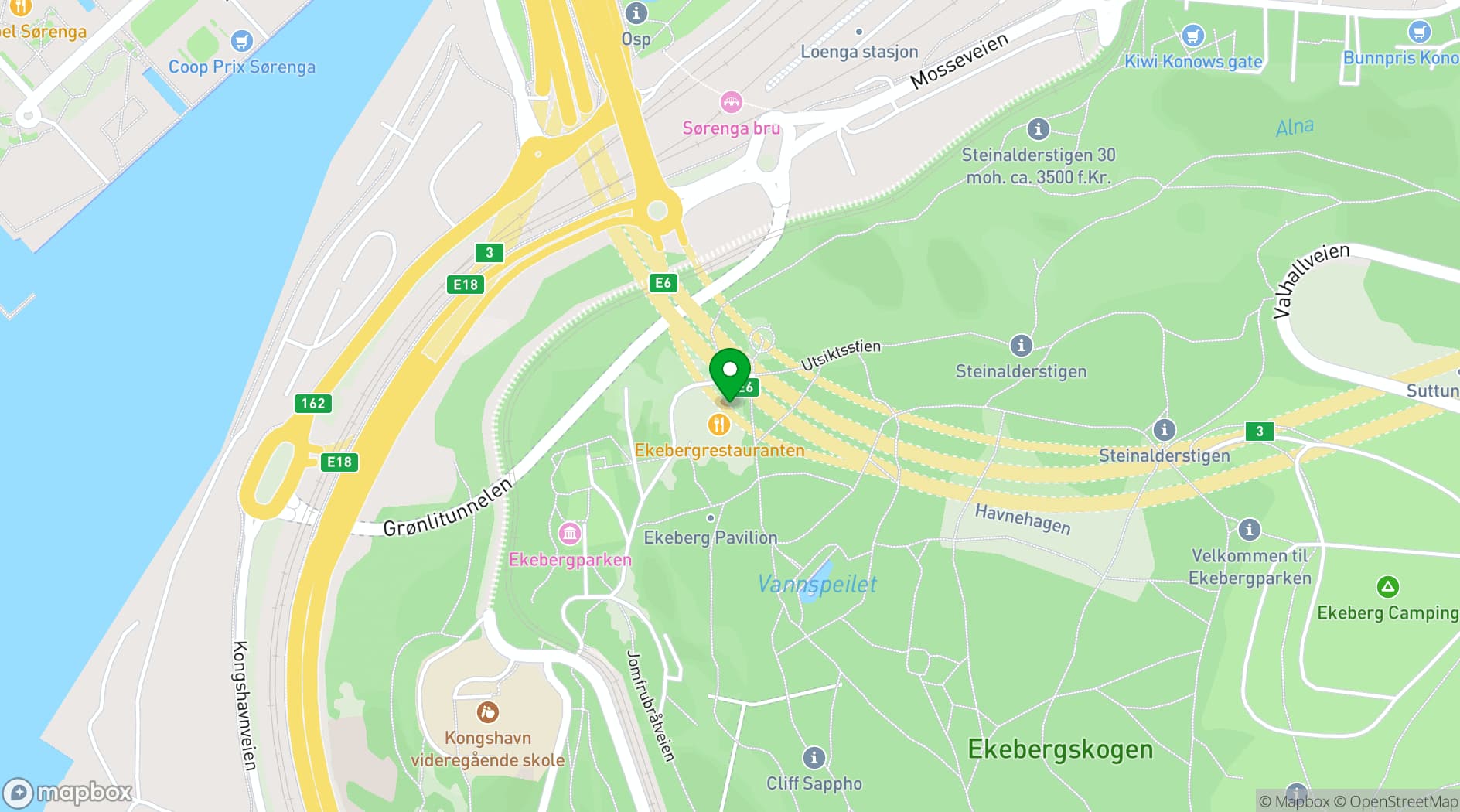 Map showing Ekebergrestauranten
