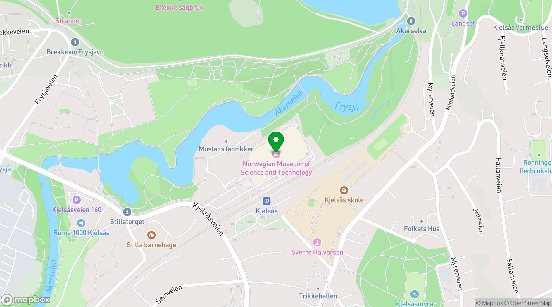 Map showing Norsk Teknisk Museum