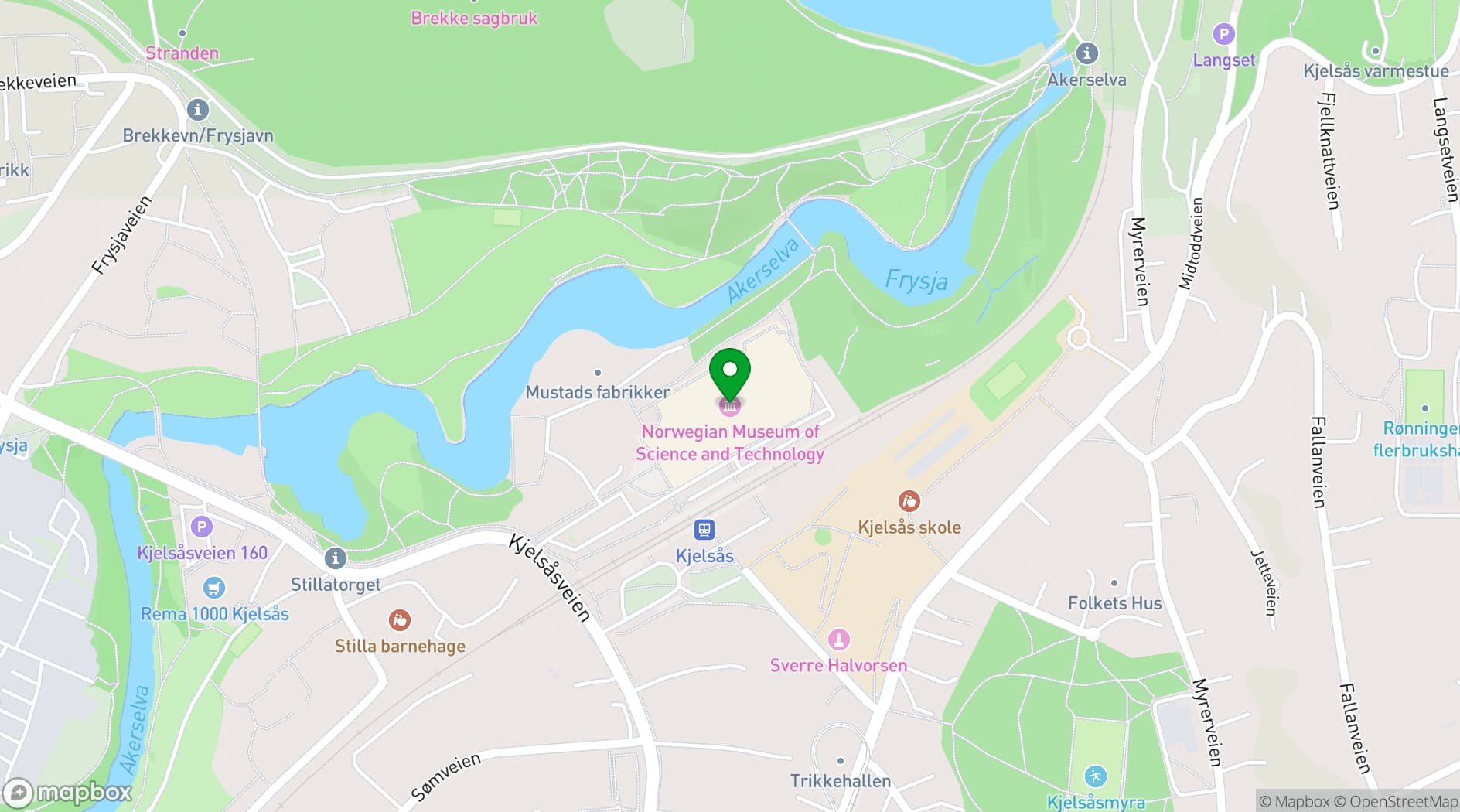 Map showing The Norwegian Museum of Science and Technology