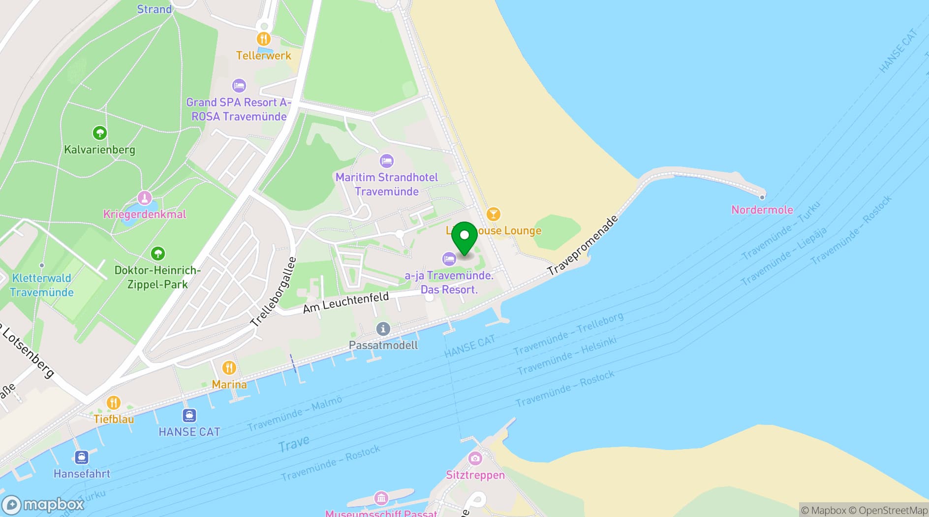 Map showing A-ROSA Travemünde