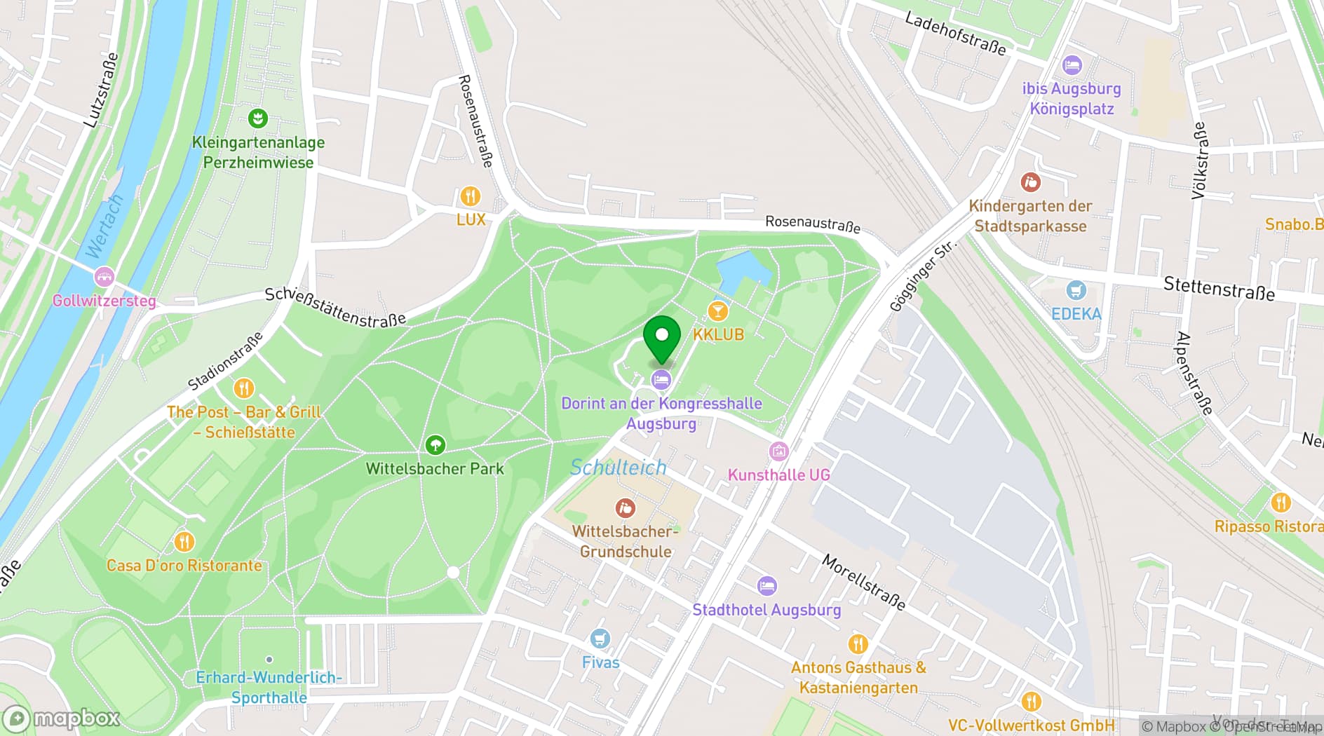 Map showing Kongress am Park Augsburg